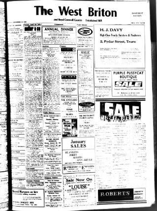 cover page of West Briton and Cornwall Advertiser published on December 30, 1968