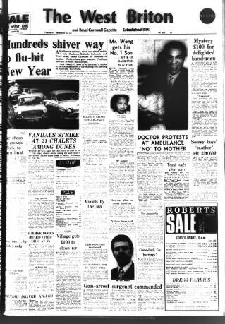 cover page of West Briton and Cornwall Advertiser published on December 30, 1971