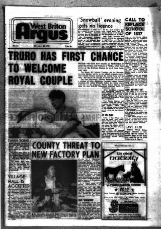 cover page of West Briton and Cornwall Advertiser published on November 30, 1981