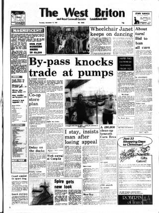 cover page of West Briton and Cornwall Advertiser published on November 15, 1984