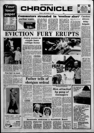 cover page of Sevenoaks Chronicle and Kentish Advertiser published on September 18, 1987