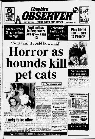 cover page of Cheshire Observer published on December 30, 1987