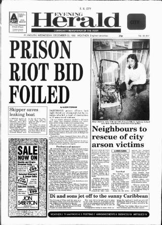 cover page of Western Evening Herald published on December 30, 1992