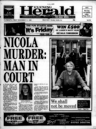 cover page of Western Evening Herald published on November 15, 1996