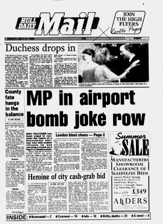 cover page of Hull Daily Mail published on July 6, 1990
