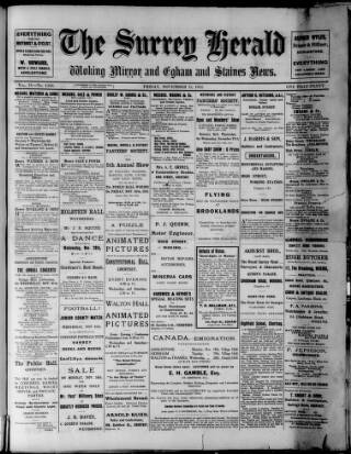 cover page of Surrey Herald published on November 15, 1912