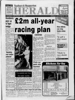 cover page of Sunbury & Shepperton Herald published on September 18, 1986