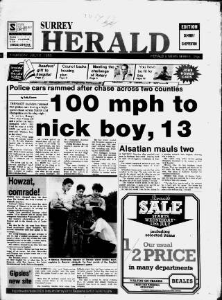 cover page of Sunbury & Shepperton Herald published on July 6, 1989