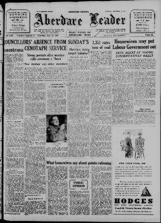 cover page of Aberdare Leader published on November 15, 1947