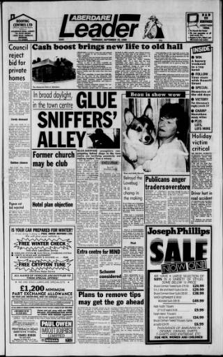 cover page of Aberdare Leader published on September 18, 1986