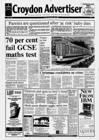 cover page of Croydon Advertiser and East Surrey Reporter published on November 30, 1990