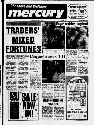 cover page of Cheshunt and Waltham Mercury published on December 30, 1988