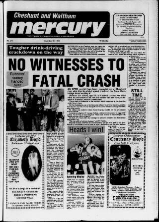 cover page of Cheshunt and Waltham Mercury published on November 30, 1990