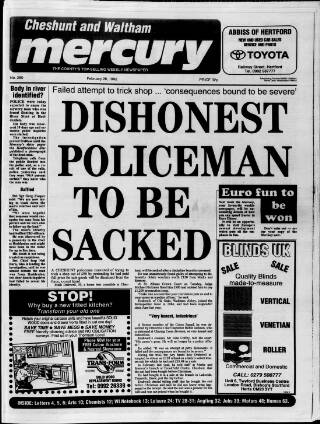 cover page of Cheshunt and Waltham Mercury published on February 28, 1992