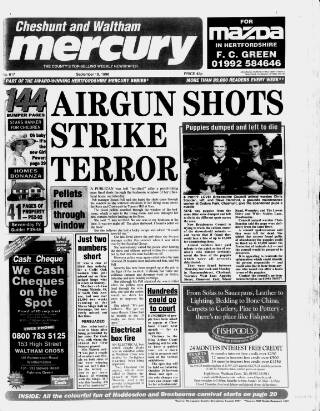 cover page of Cheshunt and Waltham Mercury published on September 18, 1998
