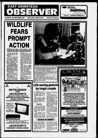 cover page of East Grinstead Observer published on September 18, 1986