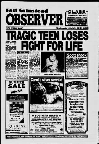 cover page of East Grinstead Observer published on July 6, 1994