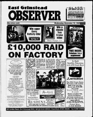 cover page of East Grinstead Observer published on November 15, 1995