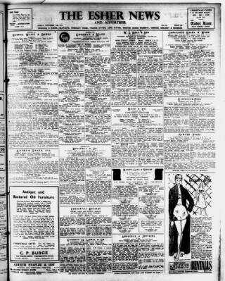 cover page of Esher News and Mail published on November 30, 1951
