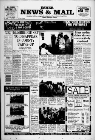 cover page of Esher News and Mail published on July 6, 1994