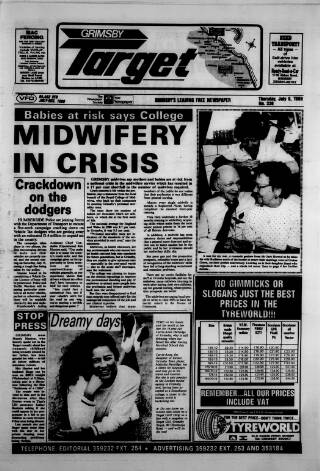 cover page of Grimsby Target published on July 6, 1989