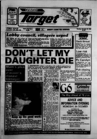 cover page of Grimsby Target published on November 30, 1989