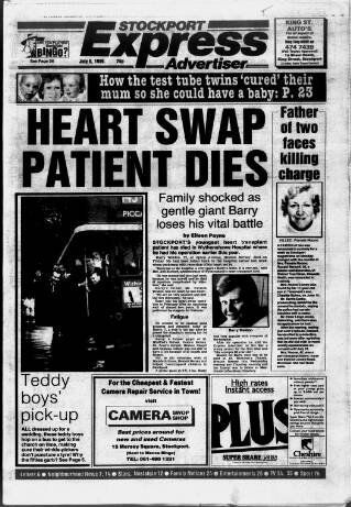 cover page of Stockport Express Advertiser published on July 6, 1989