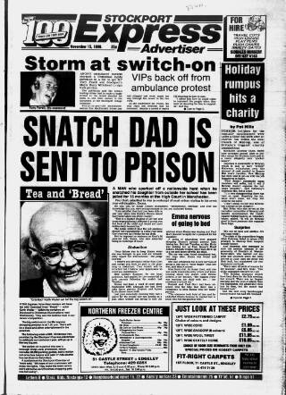 cover page of Stockport Express Advertiser published on November 15, 1989