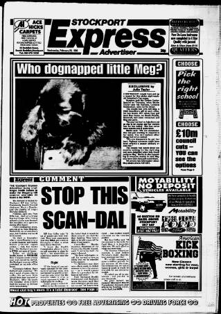 cover page of Stockport Express Advertiser published on February 28, 1996