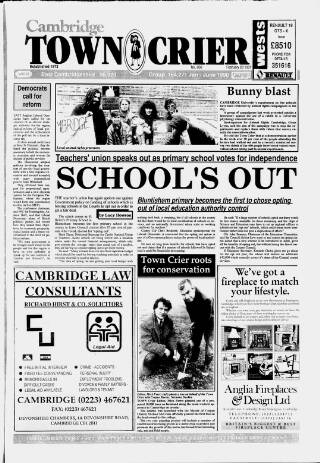 cover page of Cambridge Town Crier published on February 28, 1991