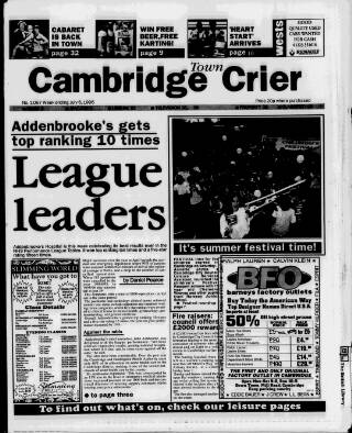 cover page of Cambridge Town Crier published on July 6, 1996