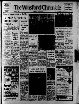 cover page of Winsford Chronicle published on May 29, 1965