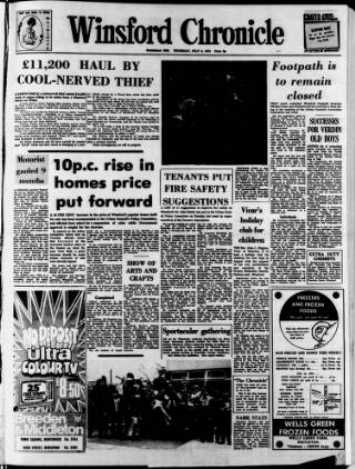 cover page of Winsford Chronicle published on July 6, 1972