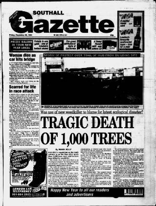 cover page of Southall Gazette published on December 30, 1994