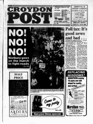 cover page of Croydon Post published on February 28, 1990