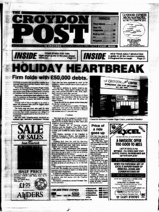 cover page of Croydon Post published on December 30, 1992