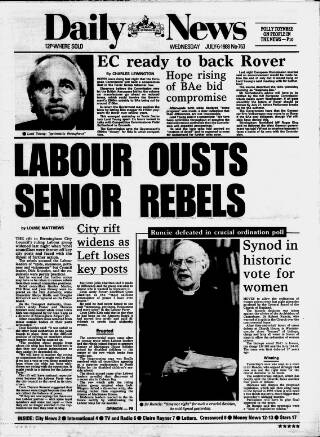 cover page of Birmingham News published on July 6, 1988