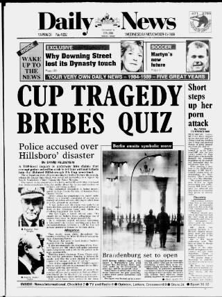 cover page of Birmingham News published on November 15, 1989