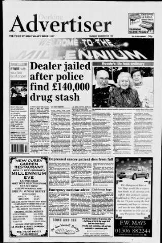cover page of Dorking and Leatherhead Advertiser published on December 30, 1999