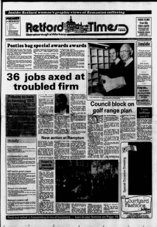 cover page of Retford, Gainsborough & Worksop Times published on November 15, 1990