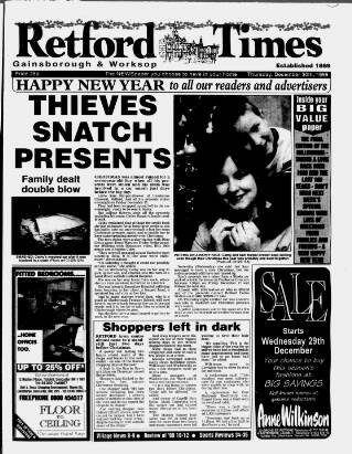 cover page of Retford, Gainsborough & Worksop Times published on December 30, 1999