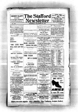 cover page of Staffordshire Newsletter published on November 30, 1918