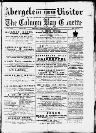 cover page of Abergele & Pensarn Visitor published on December 30, 1893