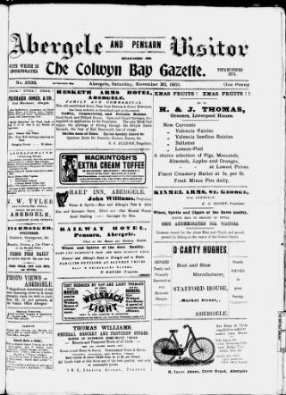 cover page of Abergele & Pensarn Visitor published on November 30, 1901