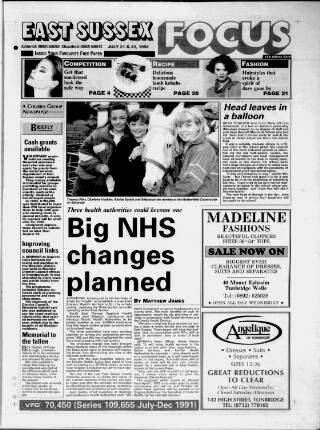 cover page of East Sussex Focus published on July 22, 1992