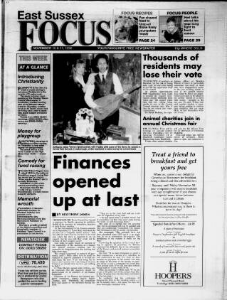 cover page of East Sussex Focus published on November 11, 1992