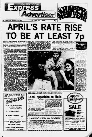 cover page of Macclesfield Express published on December 30, 1982