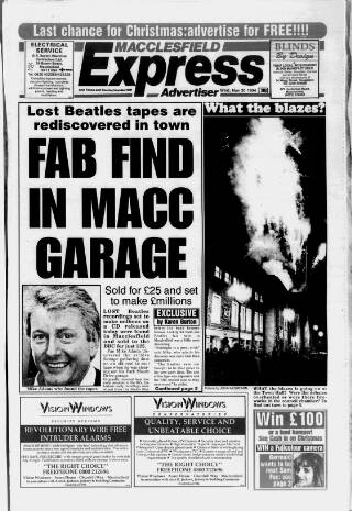 cover page of Macclesfield Express published on November 30, 1994