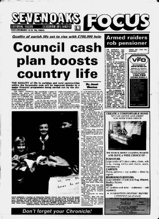 cover page of Sevenoaks Focus published on November 15, 1990