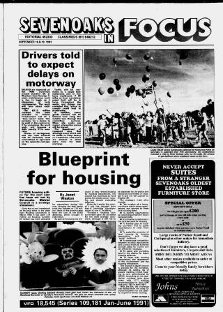 cover page of Sevenoaks Focus published on September 18, 1991